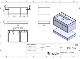 Тумба Miraggio Duo з раковиною Soul 900 ДСП білий/дуб канзас 8815002