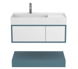 Тумба Miraggio Duo с раковиной Soul 900 МДФ белый/камень зеленый 8814970
