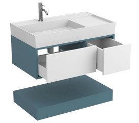 Тумба Miraggio Duo с раковиной Soul 900 МДФ белый/камень зеленый 8814970