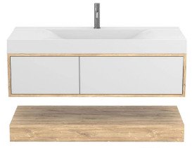 Тумба Miraggio Duo з раковиною Fly 1200 ДСП білий/дуб канзас 8815000