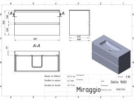 Тумба Miraggio Natura с раковиной Della 1000 МДФ кашемир 8814860