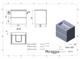 Тумба Miraggio Natura с раковиной Della 600 МДФ капучино 8814867