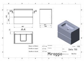 Тумба Miraggio Natura з раковиною Della 700 МДФ кашемір 8814856