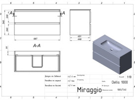 Тумба Miraggio Natura с раковиной Della 1000 ДСП кашемир 8814811