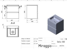 Тумба Miraggio Natura з раковиною Della 500 МДФ/ДСП білий мат 8814793