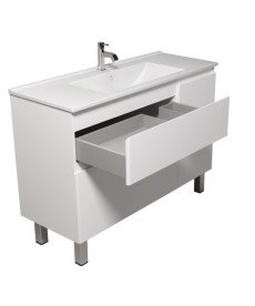 Тумба Мойдодыр Baki 120-U с раковиной Creavit SU-120 ДСП/МДФ белый глянец 00-0009162