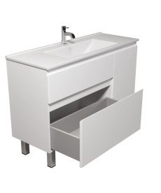 Тумба Мойдодыр Baki 120-U с раковиной Creavit SU-120 ДСП/МДФ белый глянец 00-0009162
