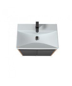 Тумба Мийдодір Olive 60-U з раковиною Sempre ДСП/МДФ графіт матовий/дуб крафт 00-0008274