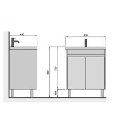 Тумба Мийдодір Olive 60-U з раковиною Sempre ДСП/МДФ графіт матовий/дуб крафт 00-0008274