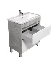 Тумба Мойдодыр Polo Loft 60-U с раковиной Cosmo ДСП бетон/белый глянец 00-0008081