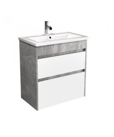 Тумба Мойдодыр Polo Loft 60-U с раковиной Cosmo ДСП бетон/белый глянец 00-0008081