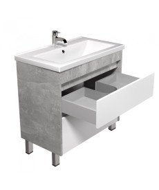 Тумба Мойдодыр Polo Loft 70-U с раковиной Cosmo ДСП бетон/белый глянец 00-0008387