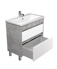 Тумба Мойдодыр Polo Loft 70-U с раковиной Cosmo ДСП бетон/белый глянец 00-0008387