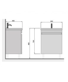 Тумба Мийдодир Urban 50-U з раковиною Sempre ДСП білий глянець 00-0008530