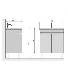 Тумба Мойдодыр Windy 60-U с раковиной Sempre ДСП белый глянец 00-0008133