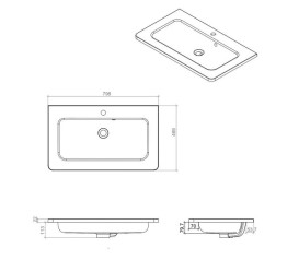 Тумба для підлоги Аквародос Акцент 80 см з раковиною Альфа ДСП/МДФ білий глянець АР000040140