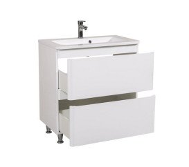 Тумба для підлоги Аквародос Акцент 80 см з раковиною Альфа ДСП/МДФ білий глянець АР000040140