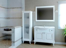 Тумба підлогова Аквародос Беатріче 100 см з раковиною Lila ДСП/МДФ білий патина хром АР000074318