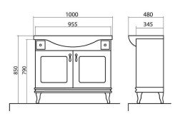 Тумба підлогова Аквародос Беатріче 100 см з раковиною Lila ДСП/МДФ білий патина хром АР000074318