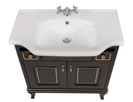 Тумба для підлоги Аквародос Беатріче 80 см з раковиною New Classic ДСП/МДФ чорний патина золото АР000042844