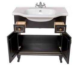 Тумба для підлоги Аквародос Беатріче 80 см з раковиною New Classic ДСП/МДФ чорний патина золото АР000042844