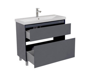 Тумба для підлоги Аквародос Еліт 100 см з раковиною Elite ДСП/МДФ графіт глянець АР000049080