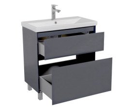 Тумба напольная Аквародос Элит 70 см с раковиной Elite ДСП/МДФ графит глянец АР000049084