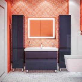 Тумба для підлоги Аквародос Еліт 80 см з раковиною Elite ДСП/МДФ графіт глянець АР000049086