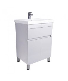 Тумба підлогова Мийдодір City White 60 з раковиною Como ДСП білий глянець 00-0008073