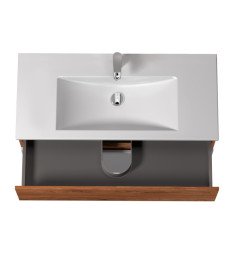 Тумба підлогова Мийдодир Colibri 100 з раковиною Cosmo ДСП/МДФ білий глянець/французький горіх 00-00004271