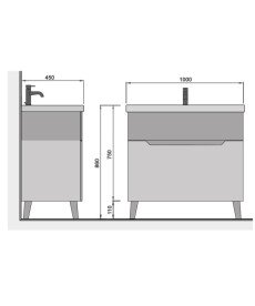 Тумба підлогова Мийдодир Colibri 100 з раковиною Cosmo ДСП/МДФ білий глянець/французький горіх 00-00004271