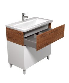Тумба підлогова Мийдодир Colibri 80 з раковиною Cosmo ДСП/МДФ білий глянець/французький горіх 00-00004270