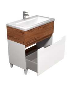 Тумба підлогова Мийдодир Colibri 80 з раковиною Cosmo ДСП/МДФ білий глянець/французький горіх 00-00004270