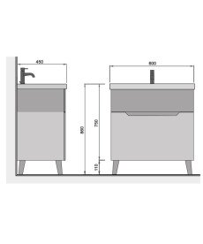 Тумба підлогова Мийдодир Colibri 80 з раковиною Cosmo ДСП/МДФ білий глянець/французький горіх 00-00004270