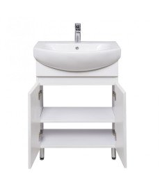 Тумба напольная Мойдодыр Фокус 60 см с раковиной Runa/Лотос ДСП/МДФ белый глянец 00-00004132