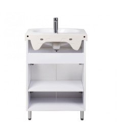 Тумба напольная Мойдодыр Фокус 60 см с раковиной Runa/Лотос ДСП/МДФ белый глянец 00-00004132