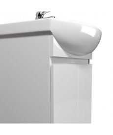 Тумба напольная Мойдодыр Фокус 60 см с раковиной Runa/Лотос ДСП/МДФ белый глянец 00-00004132