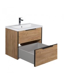 Тумба підвісна Мийдодір Line Craft 60 з раковиною Cosmo ДСП дуб крафт 00-0008539