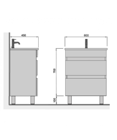 Тумба напольная Мойдодыр MoonShine 60 с раковиной Vivace ДСП белый глянец 00-0008658