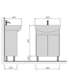 Тумба напольная Мойдодыр Nice Loft 60 с раковиной Proxy ДСП бетон/белый глянец 00-0008576
