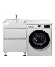 Тумба напольная Мойдодыр Wing 60-W с раковиной Rodeo L ДСП/МДФ белый глянец 00-0008279