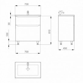 Тумба напольная Sanwerk Era 70х45 см с раковиной Канте белый MV0000648
