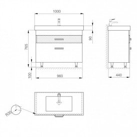 Тумба напольная Sanwerk Sierra 100х44 см с раковиной Принц белый MV0000452
