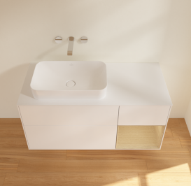 Тумба під раковину Villeroy & Boch Finion 120х50,1 см із підсвічуванням МДФ білий матовий лак/скло біле матове G691PCMT