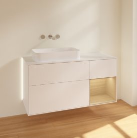 Тумба під раковину Villeroy & Boch Finion 120х50,1 см із підсвічуванням МДФ білий матовий лак/скло біле матове G691PCMT