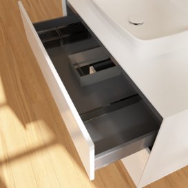 Тумба під раковину Villeroy & Boch Finion 100х50,1 см з підсвіткою МДФ білий глянцевий лак/скло біле матове F771PDGF