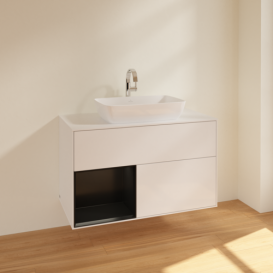 Тумба під раковину Villeroy & Boch Finion 100х50,1 см з підсвіткою МДФ білий глянцевий лак/скло біле матове F771PDGF