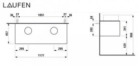 Тумба під 2 раковини Laufen Sonar 120 см з 2 отворами МДФ/ДСП мідь H4054240340411