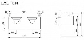 Тумба под 2 раковины Laufen Sonar 120 см МДФ/ДСП/керамогранит титан/черный мрамор H4054540341421