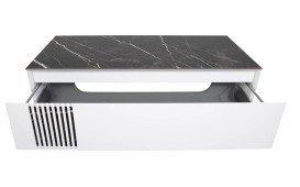 Тумба під раковину Аквародос Манхеттен 120 см із стільницею Namibia Black МДФ білий матовий АР000110607